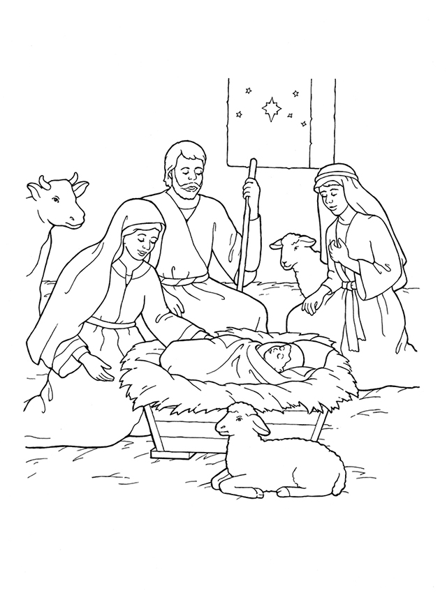 640x853 Nativity Mary, Joseph, Jesus, And The Shepherds - Mary And Joseph Drawing