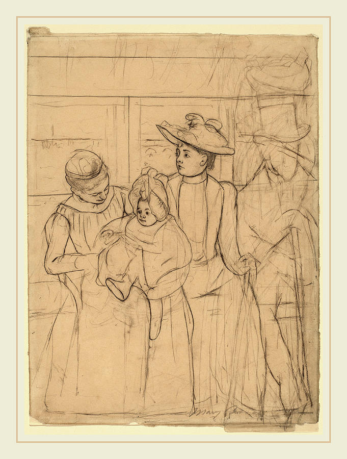 681x900 Mary Cassatt, In The Omnibus Recto, American Drawing - Mary Cassatt Drawings