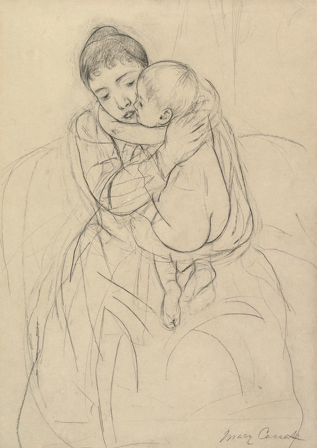 636x900 Maternal Caress Drawing - Mary Cassatt Drawings