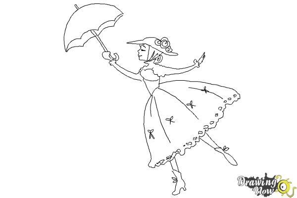 600x400 how to draw mary poppins - Mary Drawing