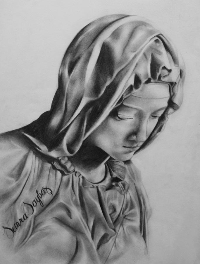 684x900 Saint Mary Drawing - Mary Drawing
