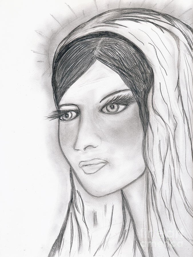 675x900 The Virgin Mary Drawing - Mary Drawing