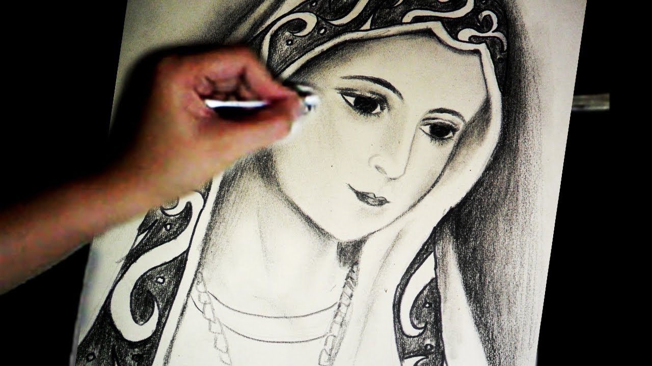 1280x720 Virgin Mary's Portrait Pencil Speed Drawing - Mary Drawing