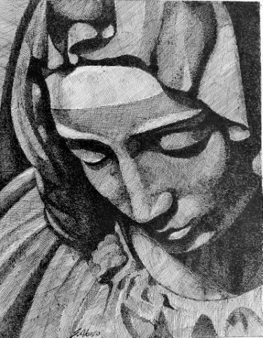 375x481 Virgin Mary Limited Edition Print - Mary Drawing