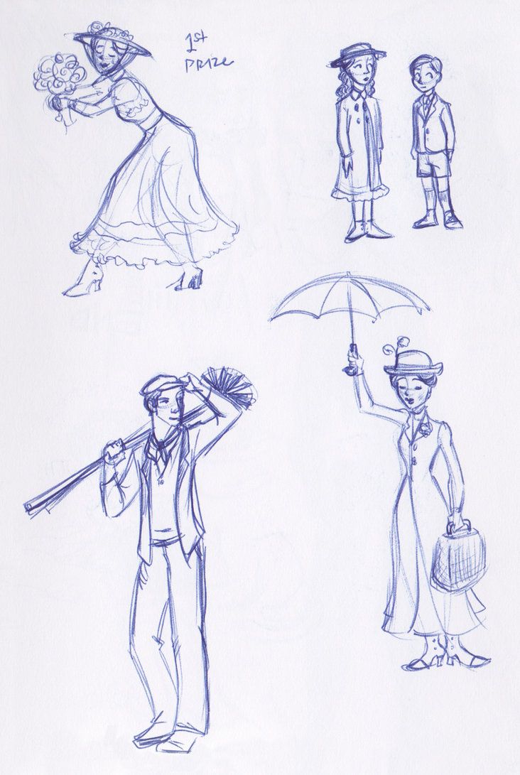 732x1091 mary poppins sketchbook montage - Mary Poppins Drawing