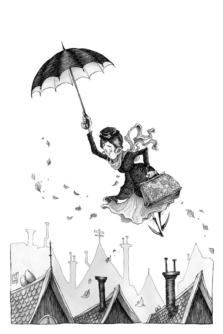 728x1091 mary poppins - Mary Poppins Drawing