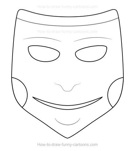 440x492 How To Draw A Cartoon Mask - Mask Drawing