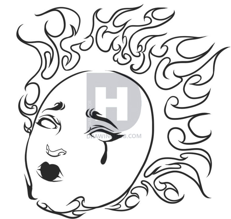 759x720 How To Draw A Tribal Mask, Step - Mask Drawing Easy