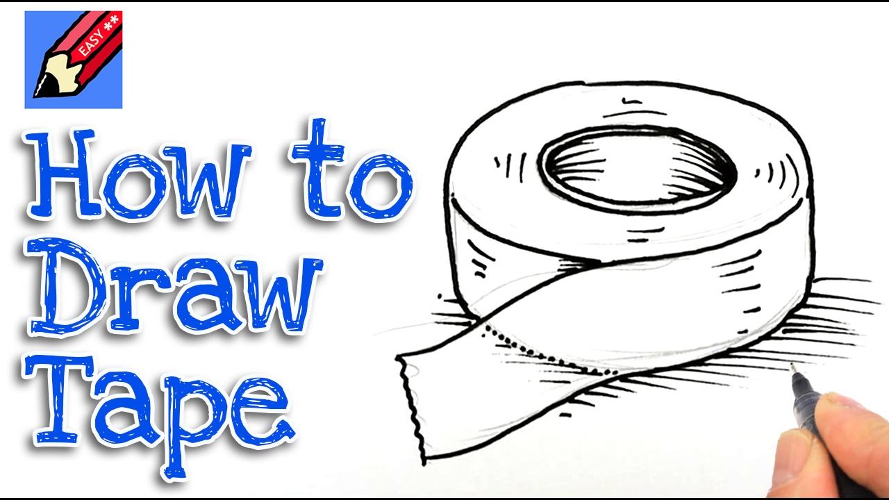 1280x720 Learn How To Draw A Roll Of Tape Real Easy For Kids And Beginners - Masking Tape Drawing