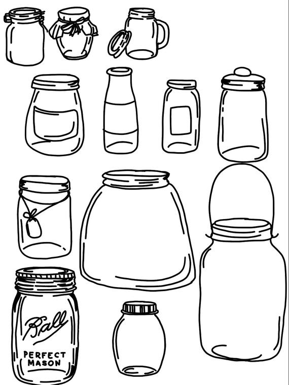 Mason Jar Drawing at PaintingValley.com | Explore collection of Mason ...