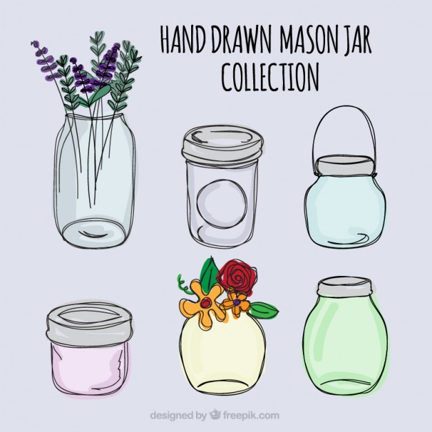 626x626 hand drawn mason jars vector free download - Mason Jar Drawing