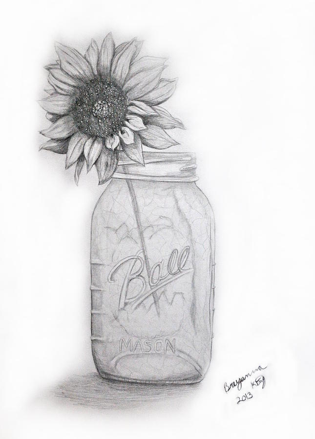 645x900 mason jar vase drawing - Mason Jar Drawing