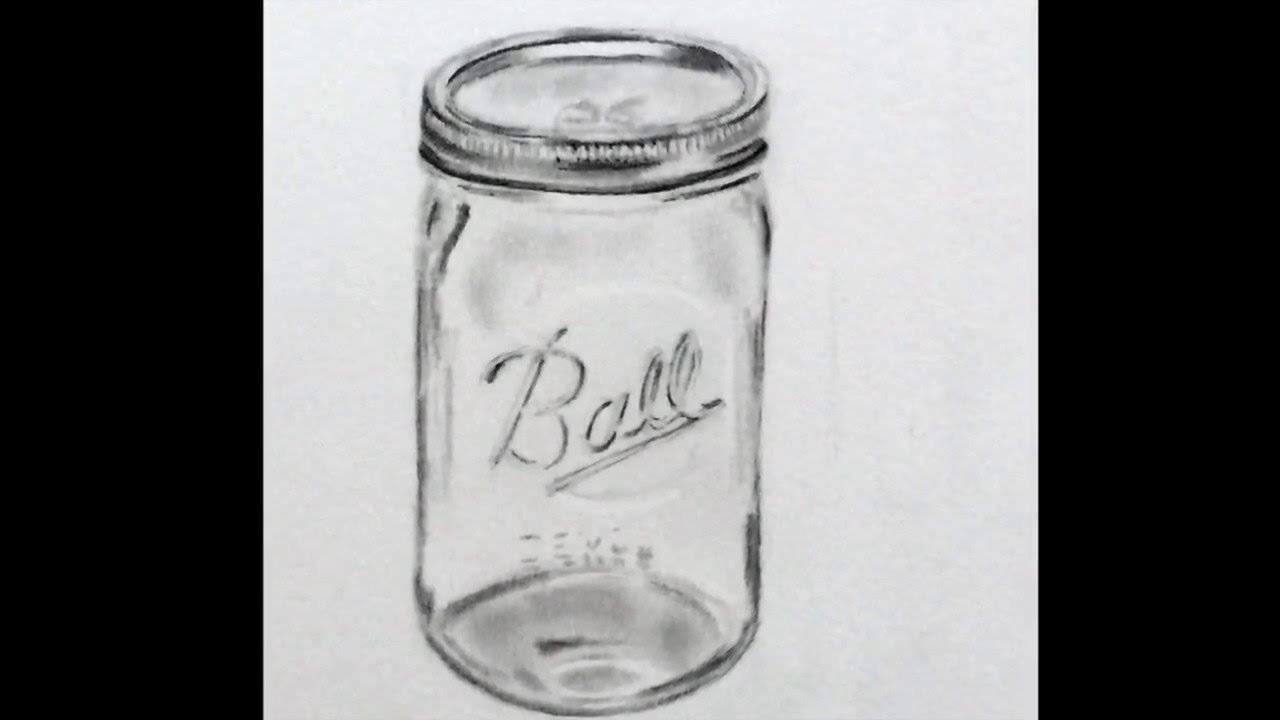 1280x720 drawing glass, a mason jar - Mason Jar Drawing