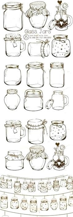 236x700 mason jar printable template elegant coloring - Mason Jar Drawing Template