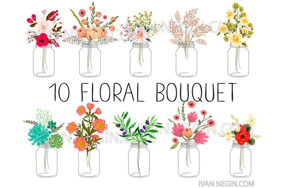 570x379 hand drawn mason jars card template and digital papers etsy - Mason Jar Drawing Template