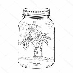300x300 photostock vector vector template of iced coffee in mason jar - Mason Jar Drawing Template