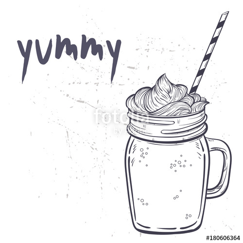 500x500 hand drawn sketch illustration with smoothie mason jar stock - Mason Jar Line Drawing