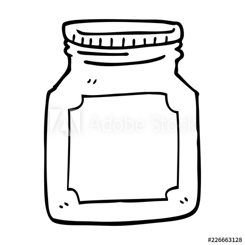 500x500 Line Drawing Cartoon Empty Jar - Mason Jar Line Drawing