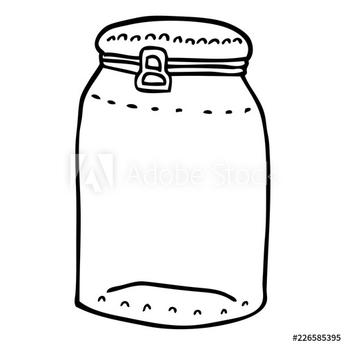 500x500 Line Drawing Cartoon Glass Jar - Mason Jar Line Drawing