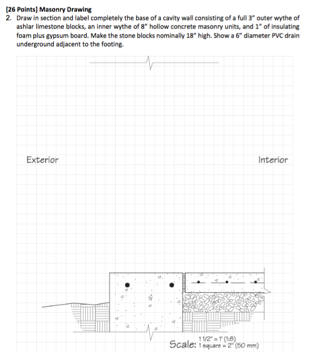 621x724 Solved Masonry Drawing Draw In Section And Label Complete - Masonry Drawing