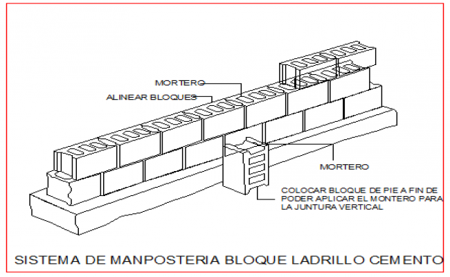 650x400 System Of Brick Masonry Cement Block Design Drawing - Masonry Drawing