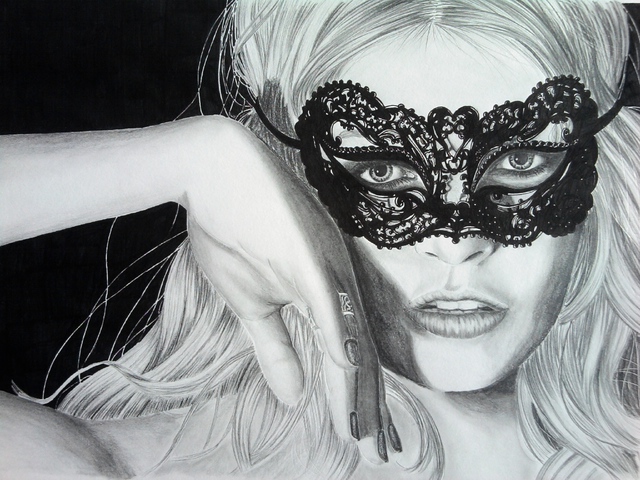 640x480 stephanie lopresti artwork masquerade original drawing pencil - Masquerade Drawing