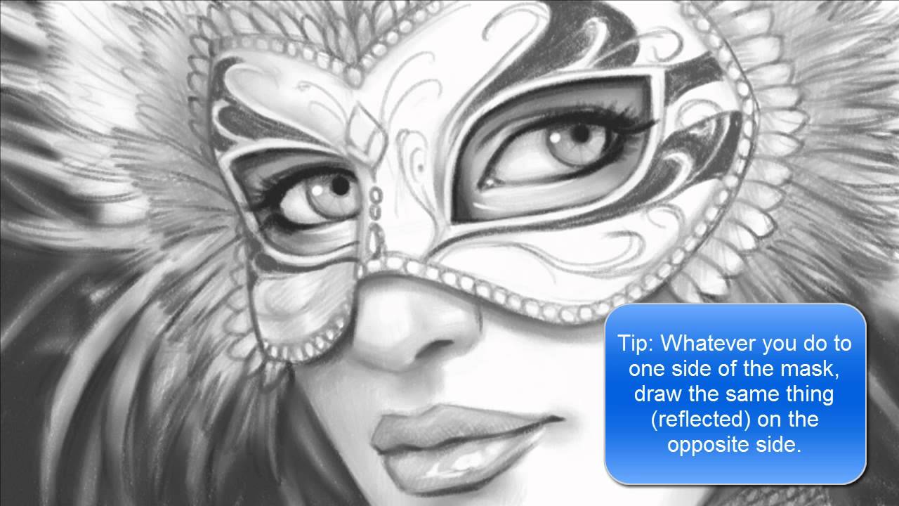 1280x720 how to draw a face with a mardi gras mask - Masquerade Drawing