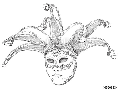 500x381 Venetian Mask - Masquerade Mask Drawing