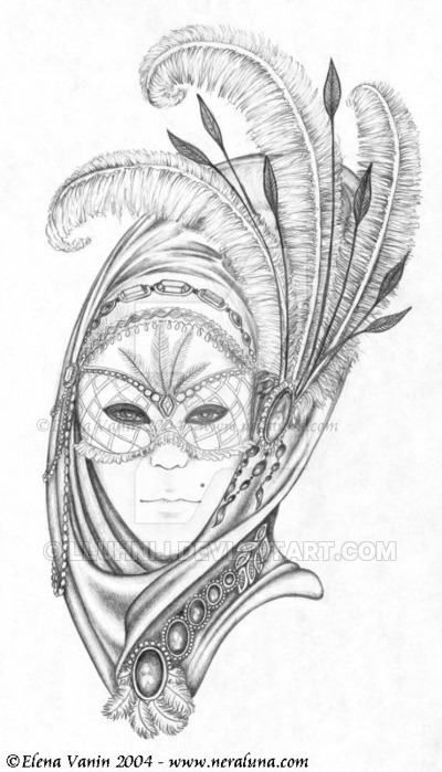 400x699 Venetian Mask - Masquerade Mask Drawing
