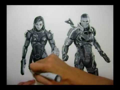 480x360 mass effect drawing commander shepard - Mass Effect Drawings