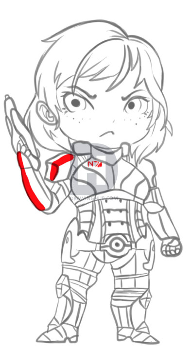 393x720 how to draw a commander shepard, female shepard from mass effect - Mass Effect Drawings