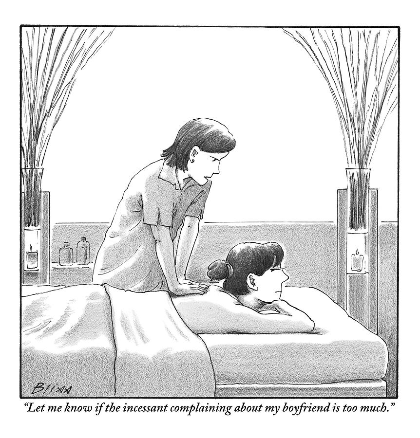 862x900 a masseuse talks to a woman getting a massage drawing - Massage Drawing