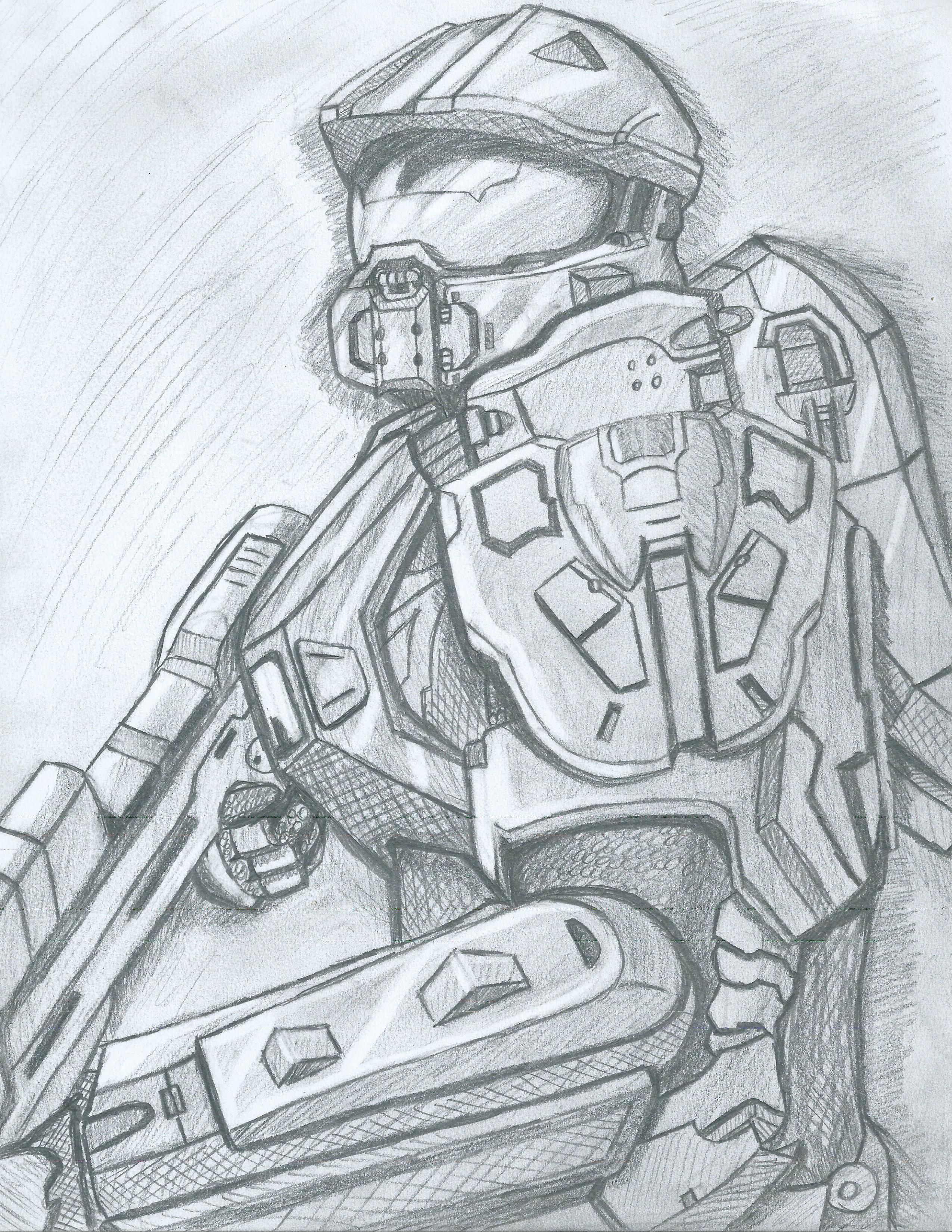 2550x3300 Sketch Of Halo Master Chief Sketches In Halo Drawings - Master Chief Drawing