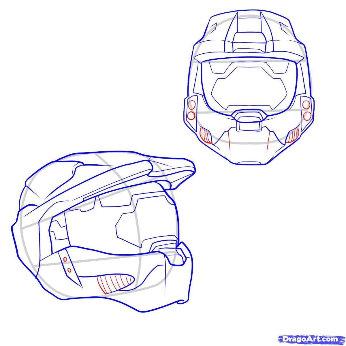 1200x1200 Learn How To Draw A Halo Helmet, Video Game Characters, Pop - Master Chief Helmet Drawing