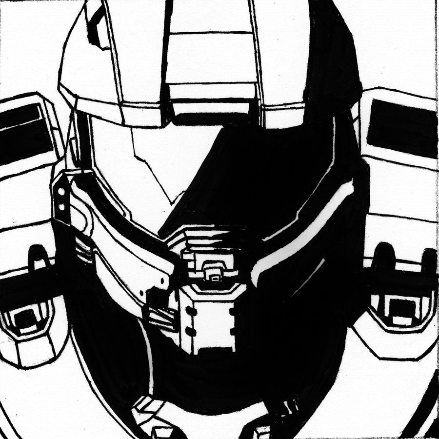 900x900 Halo Master Chief Helmet Drawing - Master Chief Helmet Drawing