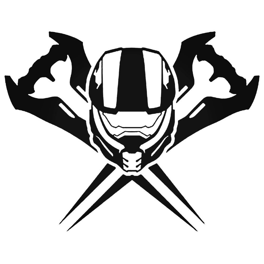 1000x1000 Halo Master Chief Helmet Swords Decal Sticker - Master Chief Helmet Drawing