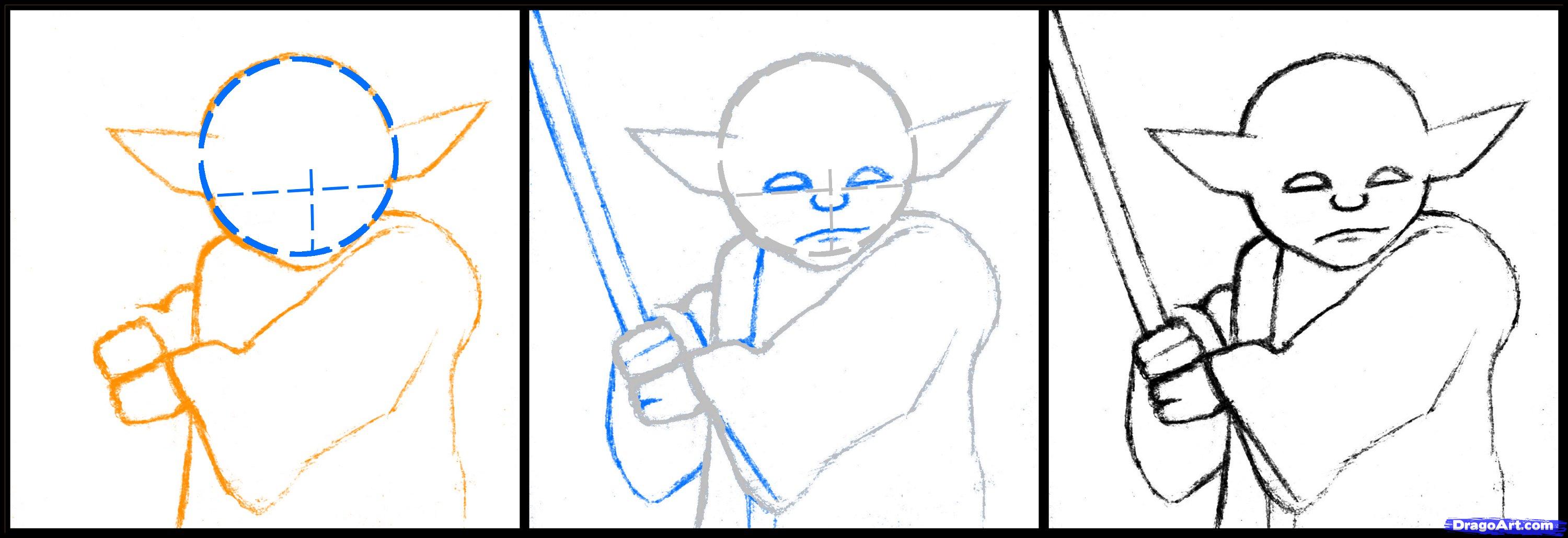 3000x1030 How To Draw Master Yoda, Star Wars, Step - Master Yoda Drawing