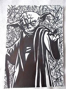 225x300 Art Marker Pen Sketch Drawing Jedi Master Yoda From Star Wars - Master Yoda Drawing
