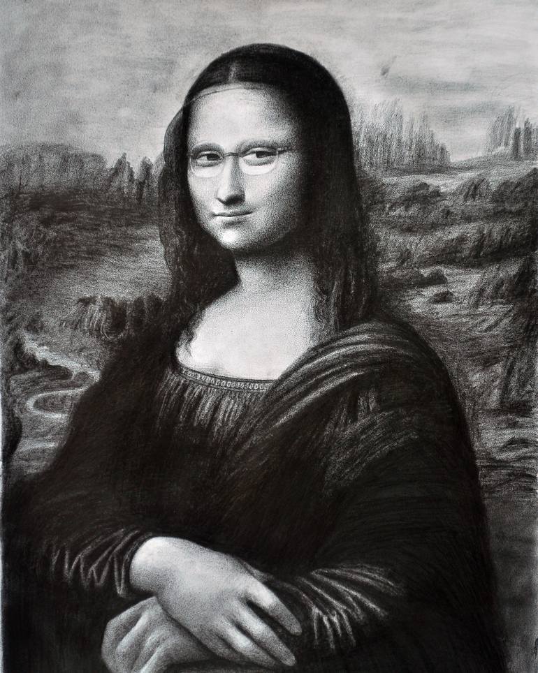 770x964 Monalisa's Glasses Masterpiece Graphite On Paper Drawing - Masterpiece Drawing