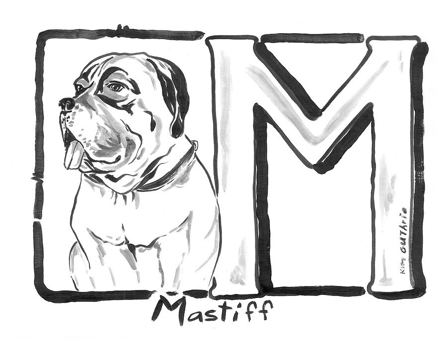 900x704 Dog Drawing Mastiff And The Letter M Painting - Mastiff Drawing