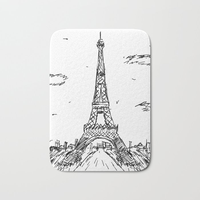 700x700 paris eiffel tower drawing bath mat - Mat Drawing