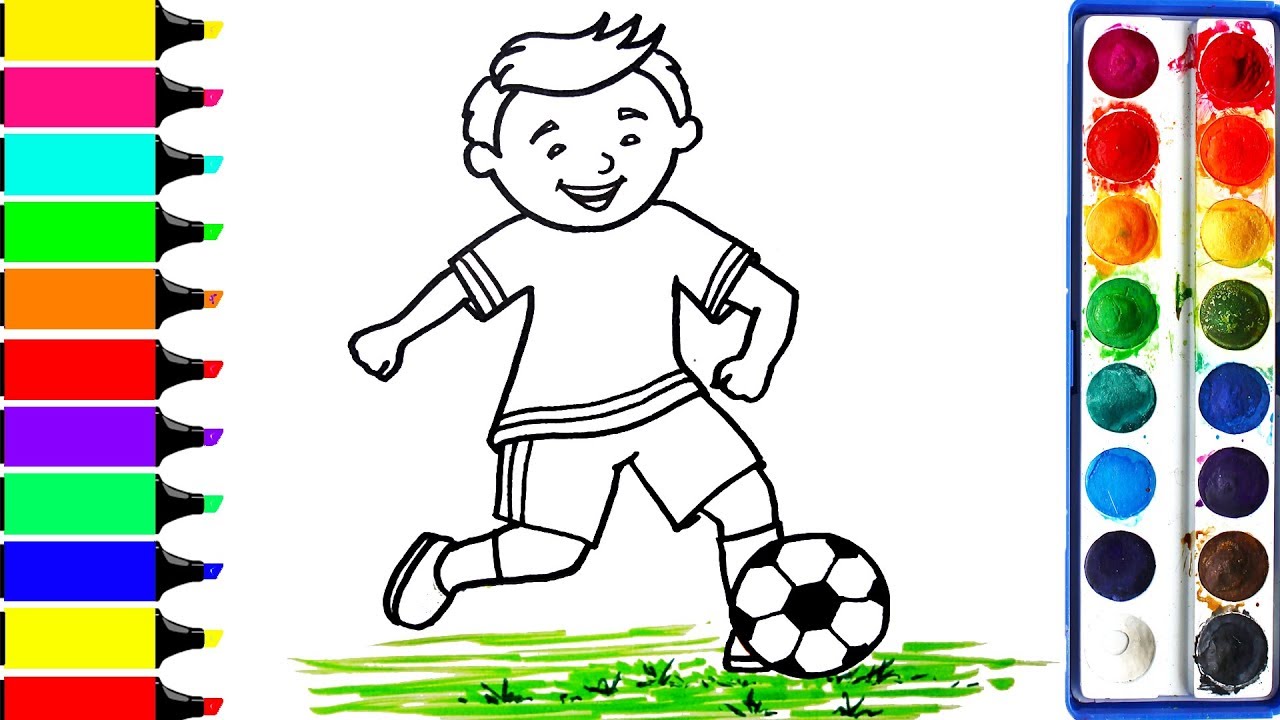 1280x720 Football Player Coloring Pages Art Colors For Kids Draw - Match Drawing