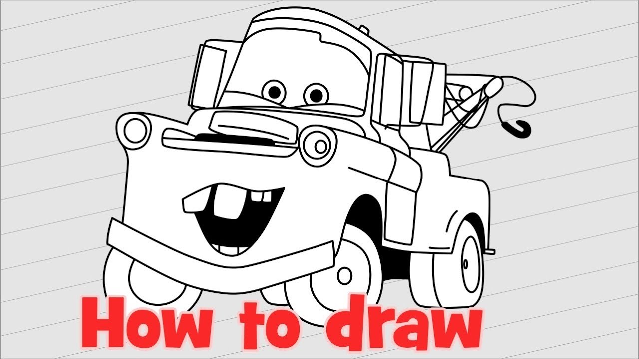 1280x720 how to draw cars step - Mater Drawing