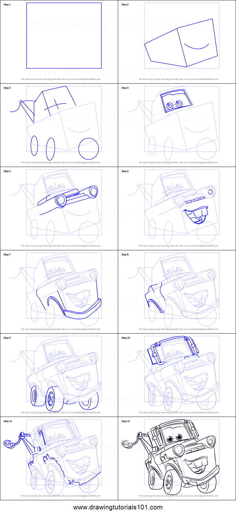 751x1641 how to draw tow mater from cars printable drawing sheet - Mater Drawing