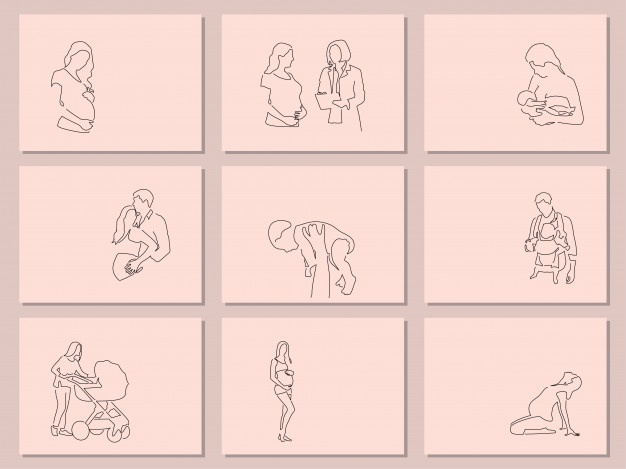 626x469 Maternity Line Drawings Collection Vector Premium Download - Maternity Drawings