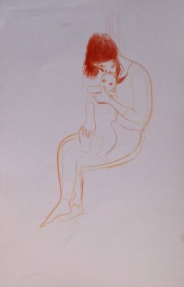 375x584 Newborn Drawings For Sale Saatchi Art - Maternity Drawings