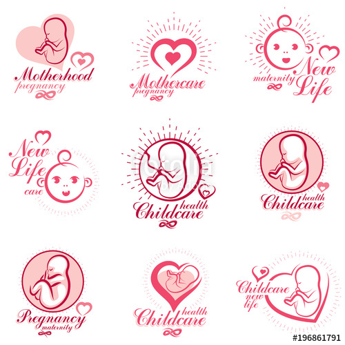 500x500 vector embryo and newborn emblems collection new life beginning - Maternity Drawings