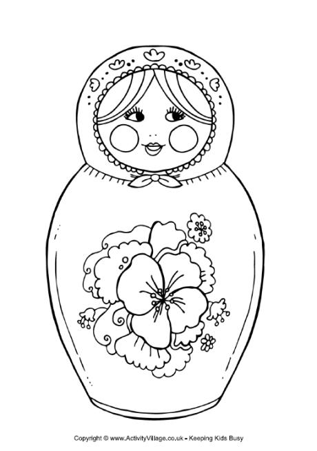 460x654 matryoshka doll colouring page - Matryoshka Doll Drawing