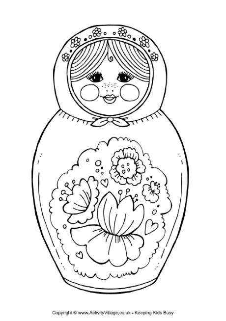 460x654 matryoshka doll colouring page - Matryoshka Drawing