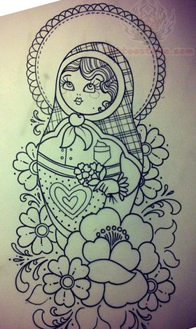 280x469 matryoshka tattoo drawing - Matryoshka Drawing